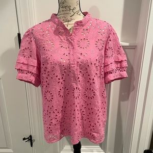 Pink J.Crew Eyelet Shirt